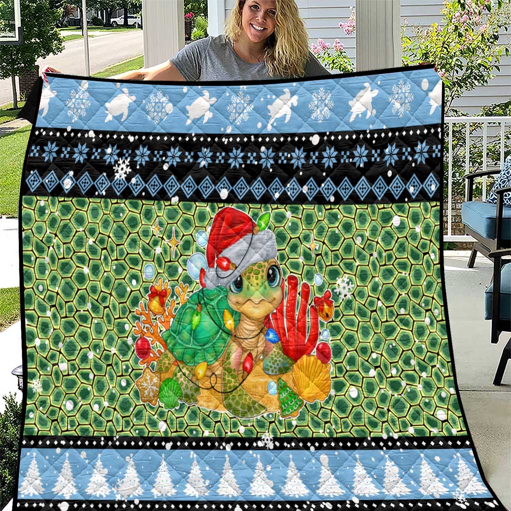 Micronesia Christmas Quilt with Santa Turtle Coral Reef and Holiday Ocean Pattern - Polynesian Pride