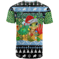 Micronesia Christmas T Shirt with Santa Turtle Coral Reef and Holiday Ocean Pattern - Polynesian Pride