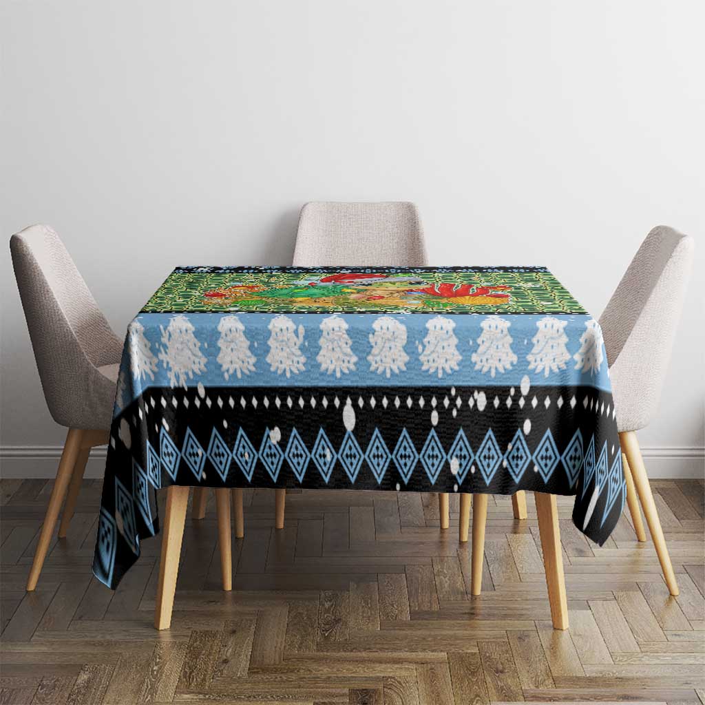 Micronesia Christmas Tablecloth with Santa Turtle Coral Reef and Holiday Ocean Pattern - Polynesian Pride