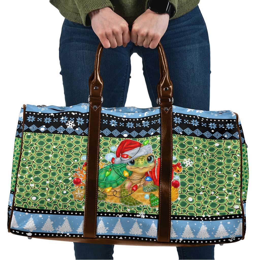 Micronesia Christmas Travel Bag with Santa Turtle Coral Reef and Holiday Ocean Pattern - Polynesian Pride