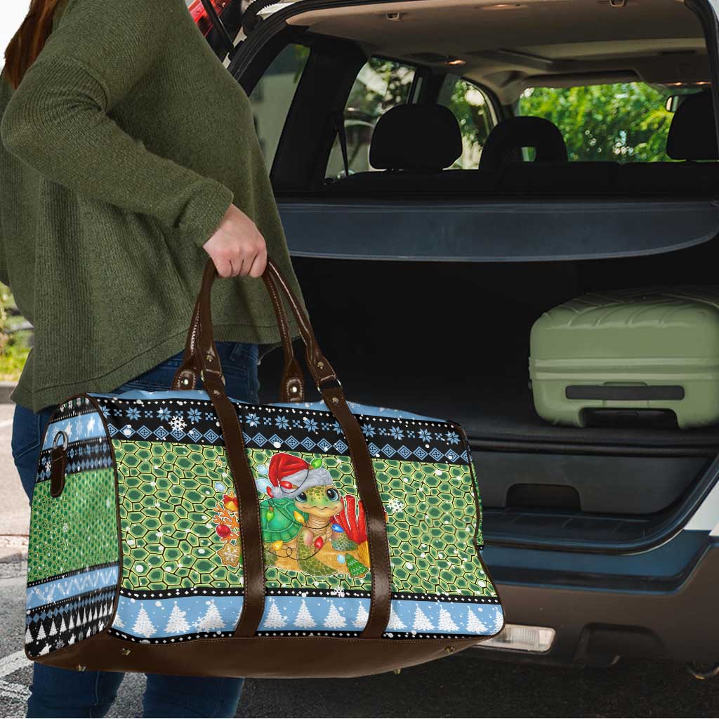 Micronesia Christmas Travel Bag with Santa Turtle Coral Reef and Holiday Ocean Pattern - Polynesian Pride