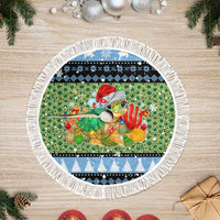 Micronesia Christmas Tree Skirt with Santa Turtle Coral Reef and Holiday Ocean Pattern - Polynesian Pride