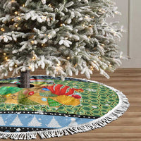 Micronesia Christmas Tree Skirt with Santa Turtle Coral Reef and Holiday Ocean Pattern - Polynesian Pride