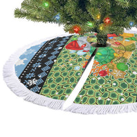 Micronesia Christmas Tree Skirt with Santa Turtle Coral Reef and Holiday Ocean Pattern - Polynesian Pride