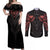 Feminine Polynesian Couples Matching Off Shoulder Maxi Dress and Long Sleeve Button Shirts Mandala Tattoo Style TS04 Black - Polynesian Pride