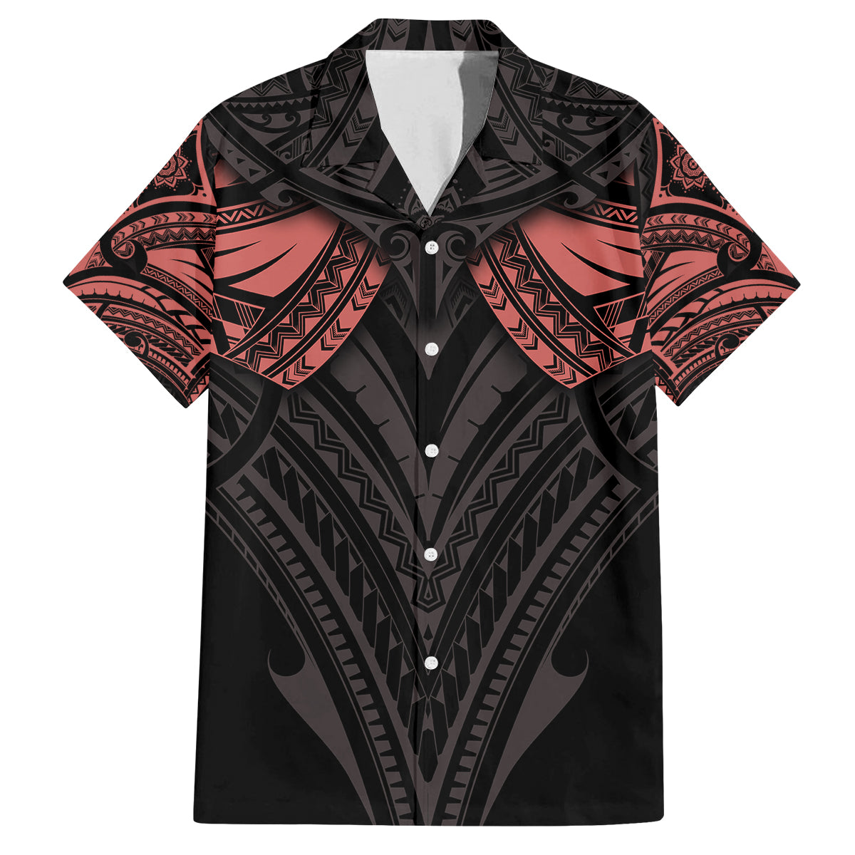 Feminine Polynesian Family Matching Long Sleeve Bodycon Dress and Hawaiian Shirt Mandala Tattoo Style TS04 Dad's Shirt - Short Sleeve Black - Polynesian Pride
