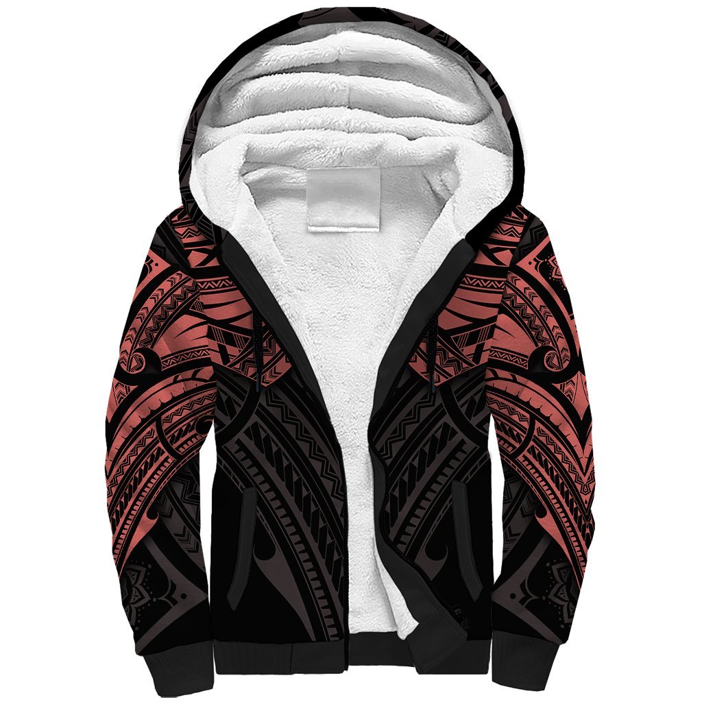 Feminine Polynesian Sherpa Hoodie Mandala Tattoo Style TS04 Unisex Black - Polynesian Pride