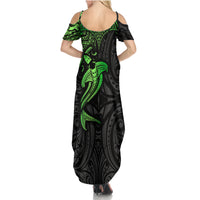 Polynesian Summer Maxi Dress Hammerhead Shark Tribal Pattern Black Green Version TS04 - Polynesian Pride