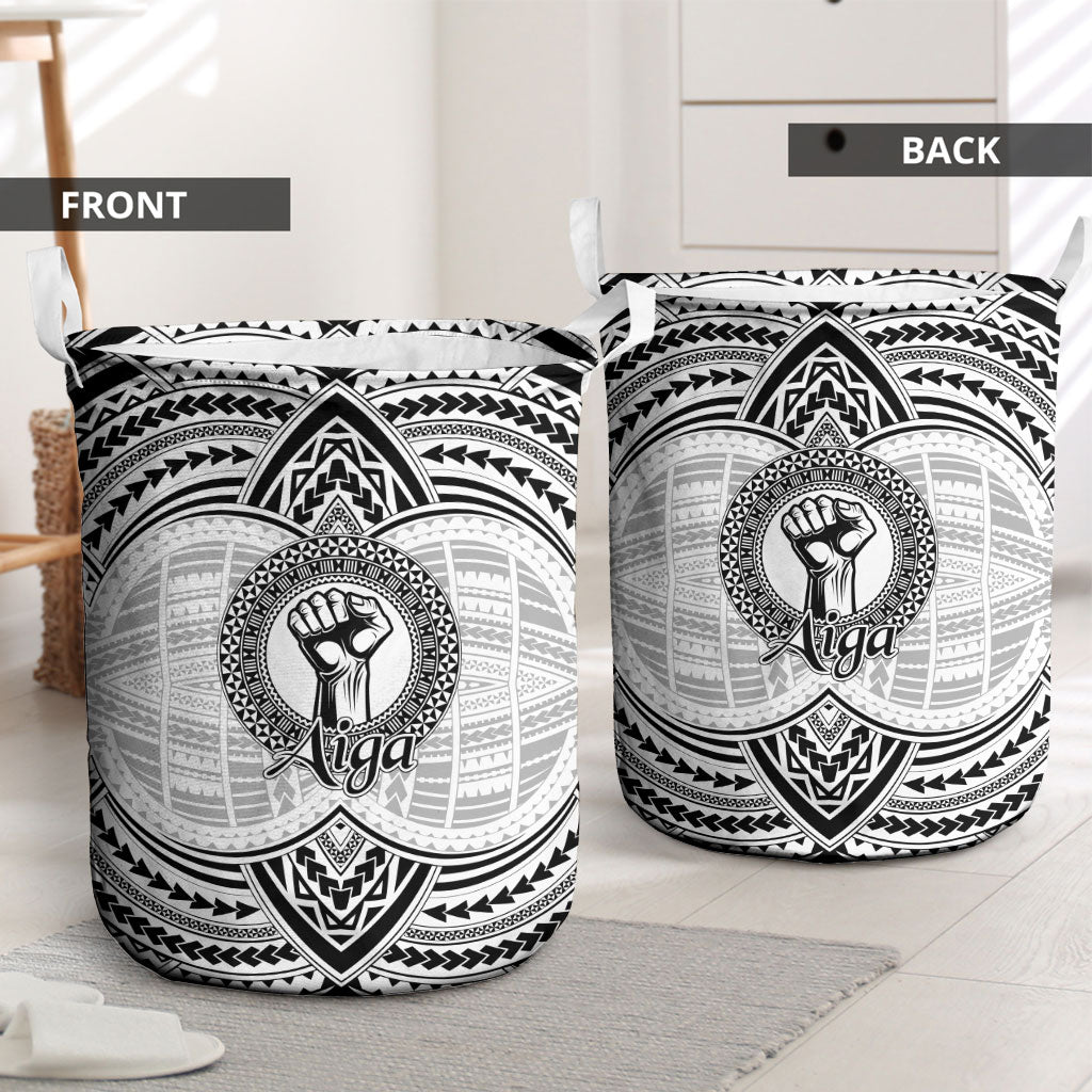 Aiga Samoa Raised Fist Laundry Basket Polynesian Tribal Tattoo Art Family Pride