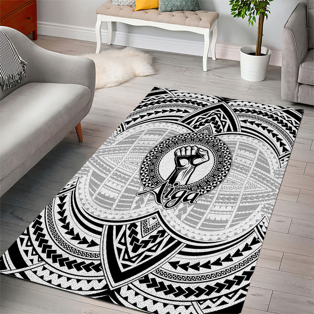 Aiga Samoa Raised Fist Area Rug Polynesian Tribal Tattoo Art Family Pride