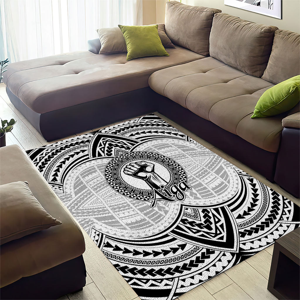 Aiga Samoa Raised Fist Area Rug Polynesian Tribal Tattoo Art Family Pride