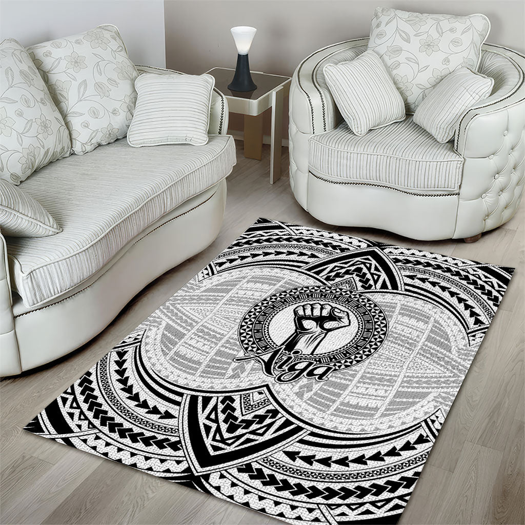 Aiga Samoa Raised Fist Area Rug Polynesian Tribal Tattoo Art Family Pride