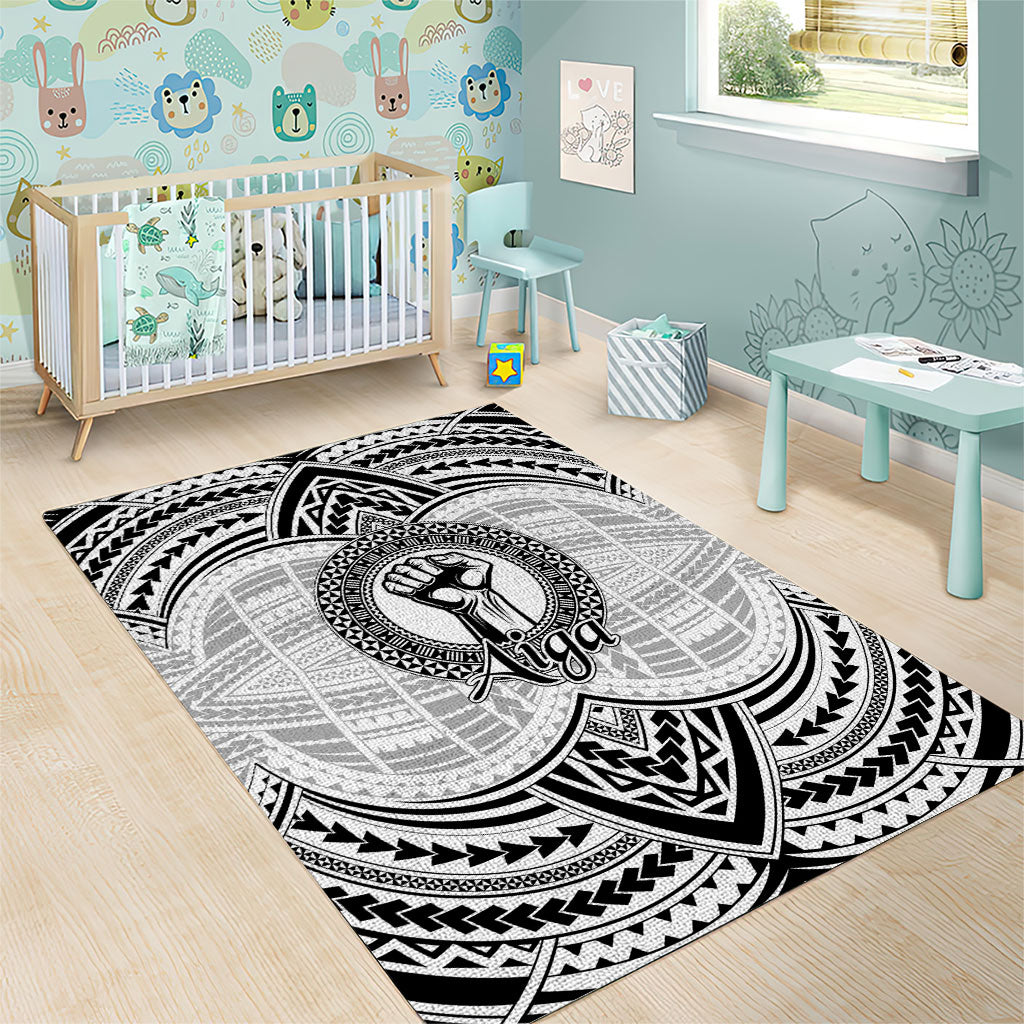 Aiga Samoa Raised Fist Area Rug Polynesian Tribal Tattoo Art Family Pride