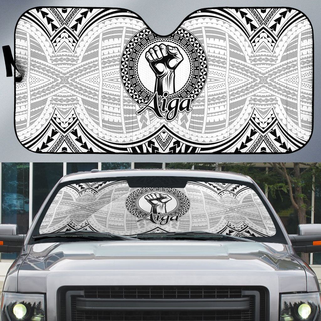 Aiga Samoa Raised Fist Auto Sun Shade Polynesian Tribal Tattoo Art Family Pride