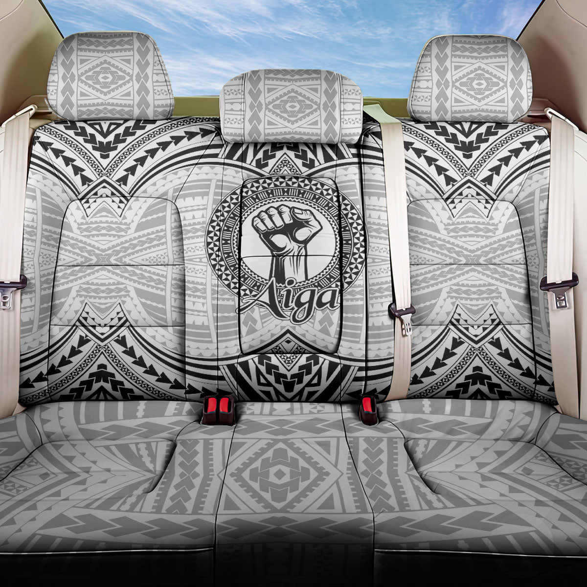 Aiga Samoa Raised Fist Back Car Seat Cover Polynesian Tribal Tattoo Art Family Pride