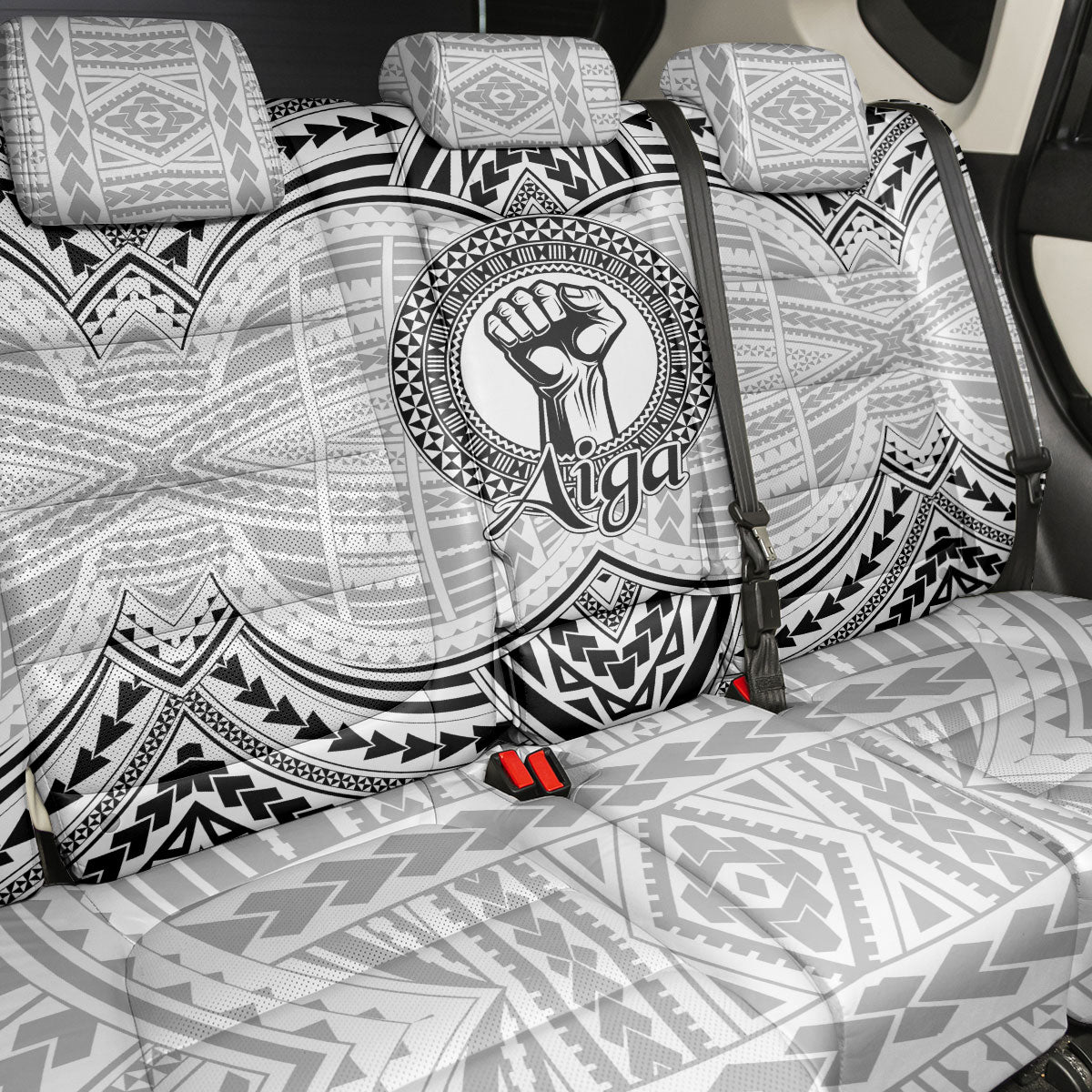 Aiga Samoa Raised Fist Back Car Seat Cover Polynesian Tribal Tattoo Art Family Pride