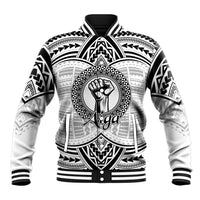 Aiga Samoa Raised Fist Baseball Jacket Polynesian Tribal Tattoo Art Family Pride