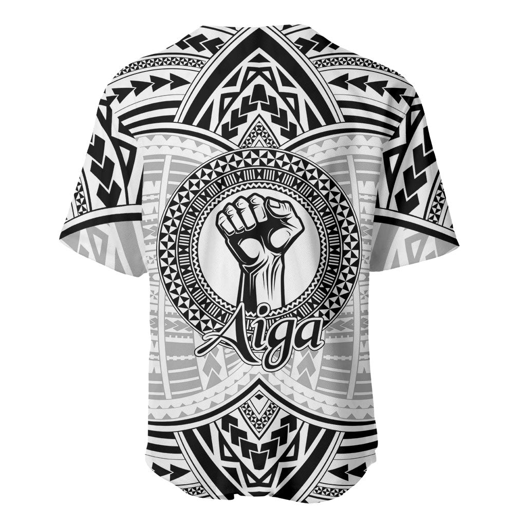 Aiga Samoa Raised Fist Baseball Jersey Polynesian Tribal Tattoo Art Family Pride