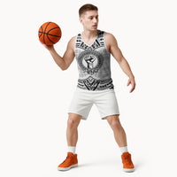 Aiga Samoa Raised Fist Basketball Jersey Polynesian Tribal Tattoo Art Family Pride