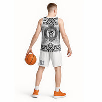 Aiga Samoa Raised Fist Basketball Jersey Polynesian Tribal Tattoo Art Family Pride