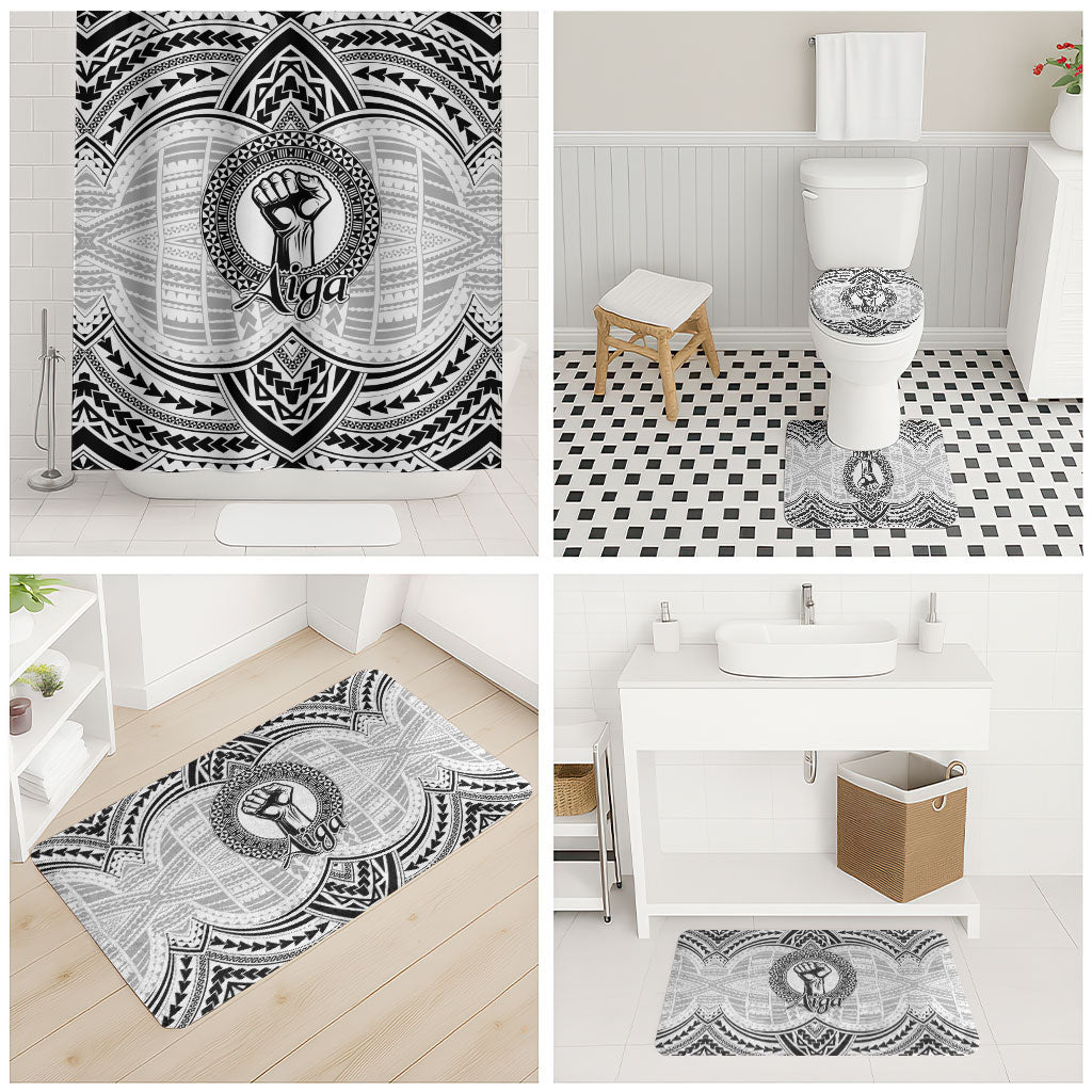Aiga Samoa Raised Fist Bathroom Set Polynesian Tribal Tattoo Art Family Pride