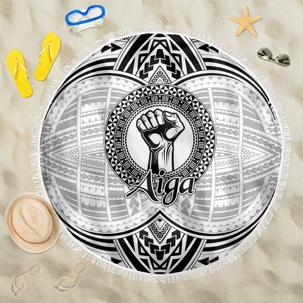 Aiga Samoa Raised Fist Beach Blanket Polynesian Tribal Tattoo Art Family Pride