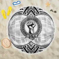 Aiga Samoa Raised Fist Beach Blanket Polynesian Tribal Tattoo Art Family Pride
