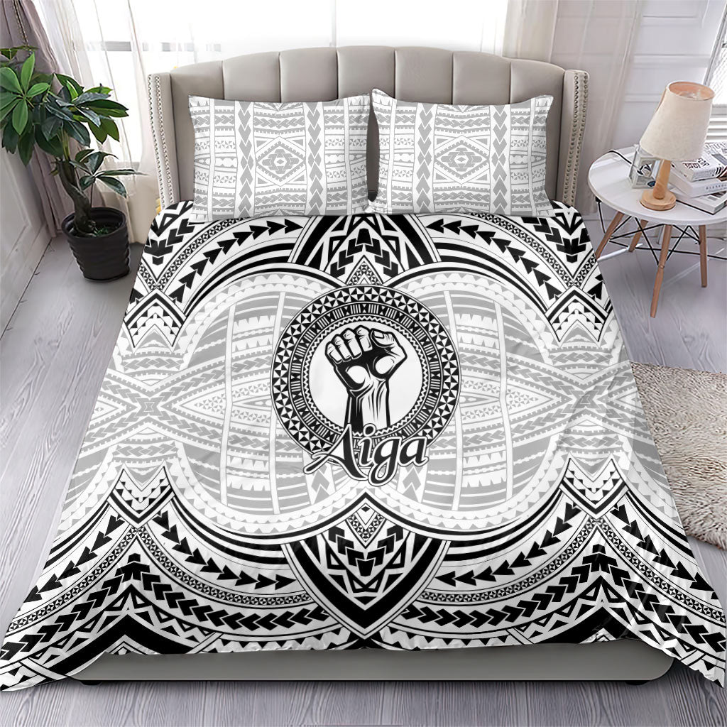 Aiga Samoa Raised Fist Bedding Set Polynesian Tribal Tattoo Art Family Pride