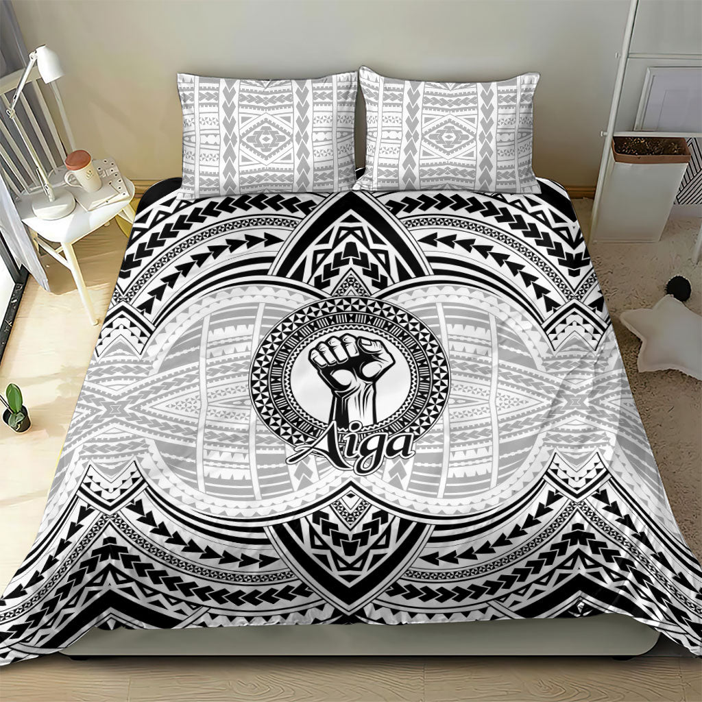Aiga Samoa Raised Fist Bedding Set Polynesian Tribal Tattoo Art Family Pride