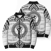 Aiga Samoa Raised Fist Bomber Puffer Jacket Polynesian Tribal Tattoo Art Family Pride