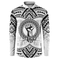Aiga Samoa Raised Fist Button Sweatshirt Polynesian Tribal Tattoo Art Family Pride