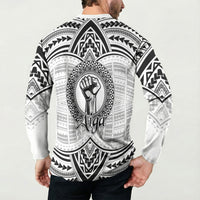 Aiga Samoa Raised Fist Button Sweatshirt Polynesian Tribal Tattoo Art Family Pride