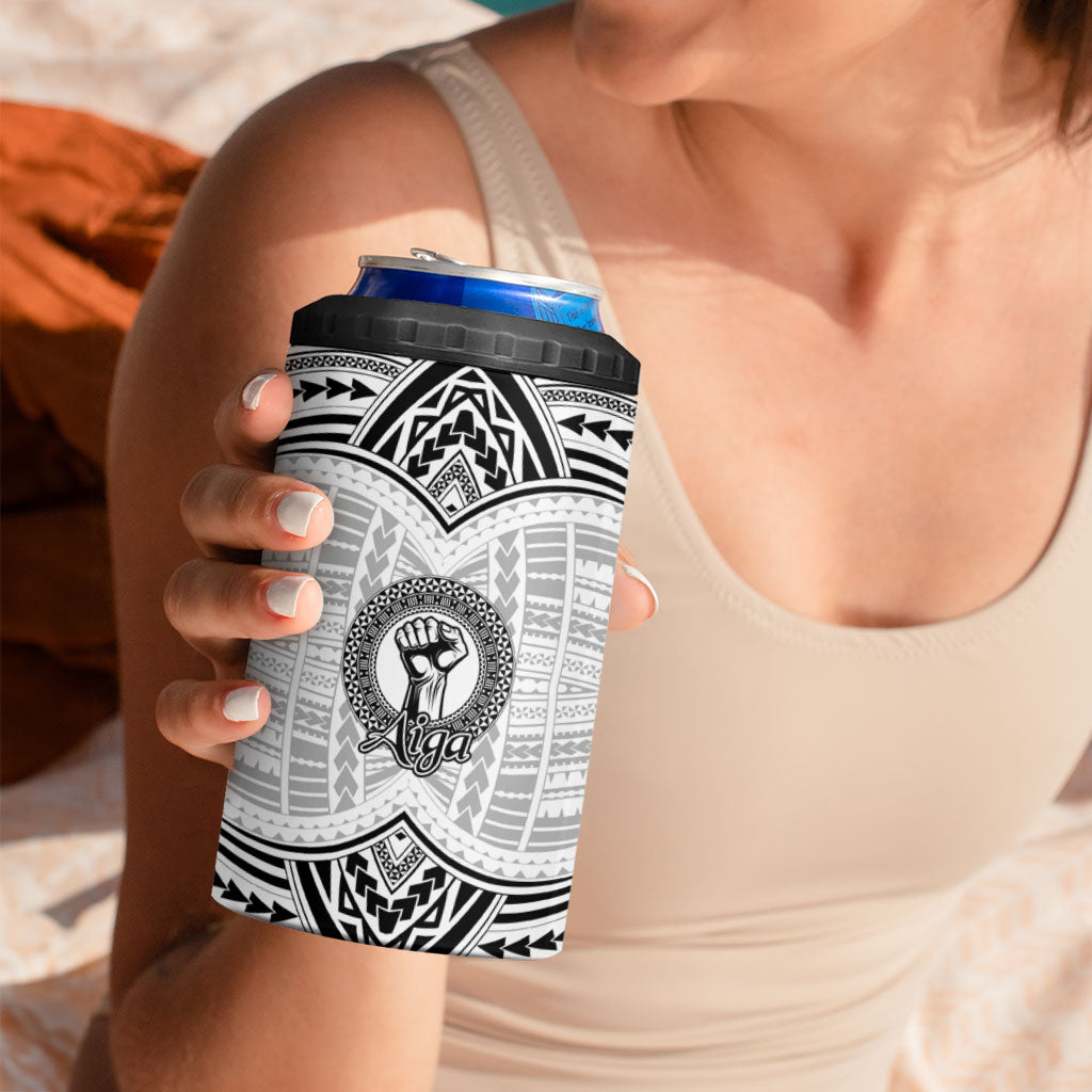 Aiga Samoa Raised Fist 4 in 1 Can Cooler Tumbler Polynesian Tribal Tattoo Art Family Pride
