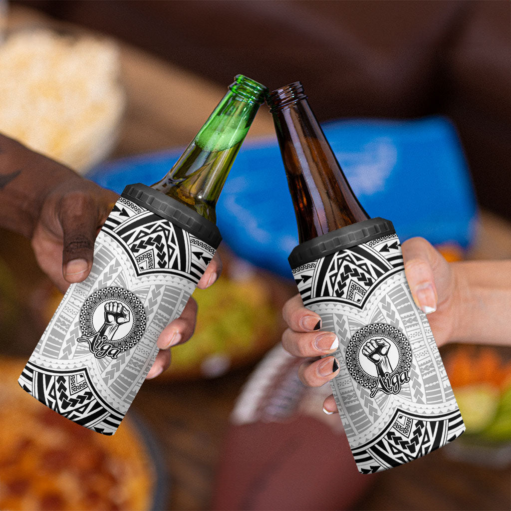 Aiga Samoa Raised Fist 4 in 1 Can Cooler Tumbler Polynesian Tribal Tattoo Art Family Pride