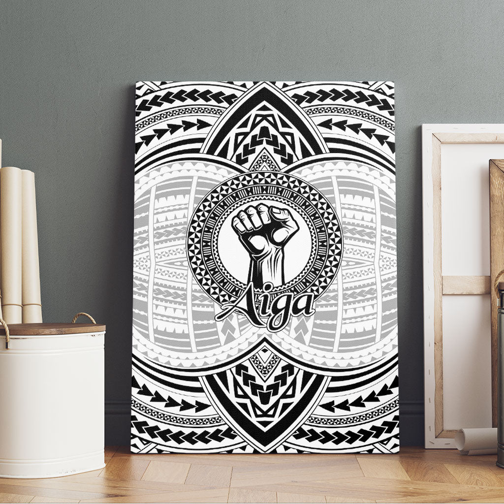 Aiga Samoa Raised Fist Canvas Wall Art Polynesian Tribal Tattoo Art Family Pride