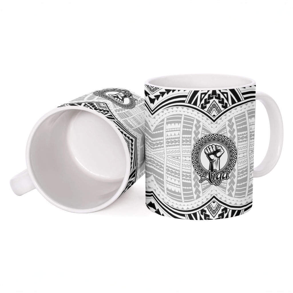 Aiga Samoa Raised Fist Ceramic Mug Polynesian Tribal Tattoo Art Family Pride