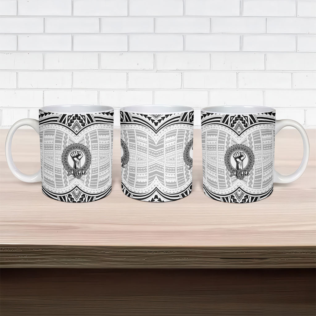 Aiga Samoa Raised Fist Ceramic Mug Polynesian Tribal Tattoo Art Family Pride