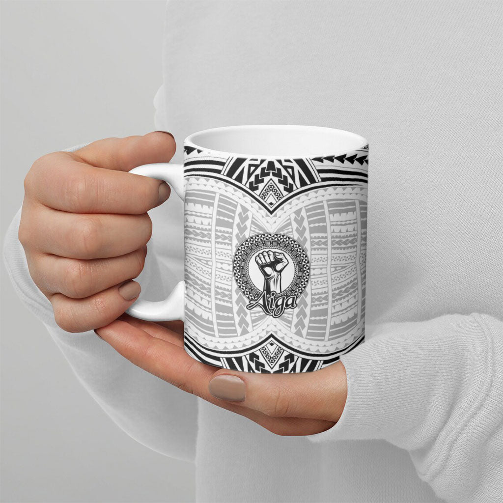 Aiga Samoa Raised Fist Ceramic Mug Polynesian Tribal Tattoo Art Family Pride