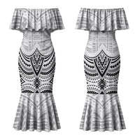 Aiga Samoa Raised Fist Couples Matching Mermaid Dress and Hawaiian Shirt Polynesian Tribal Tattoo Art Family Pride