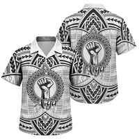 Aiga Samoa Raised Fist Family Matching Long Sleeve Bodycon Dress and Hawaiian Shirt Polynesian Tribal Tattoo Art Family Pride