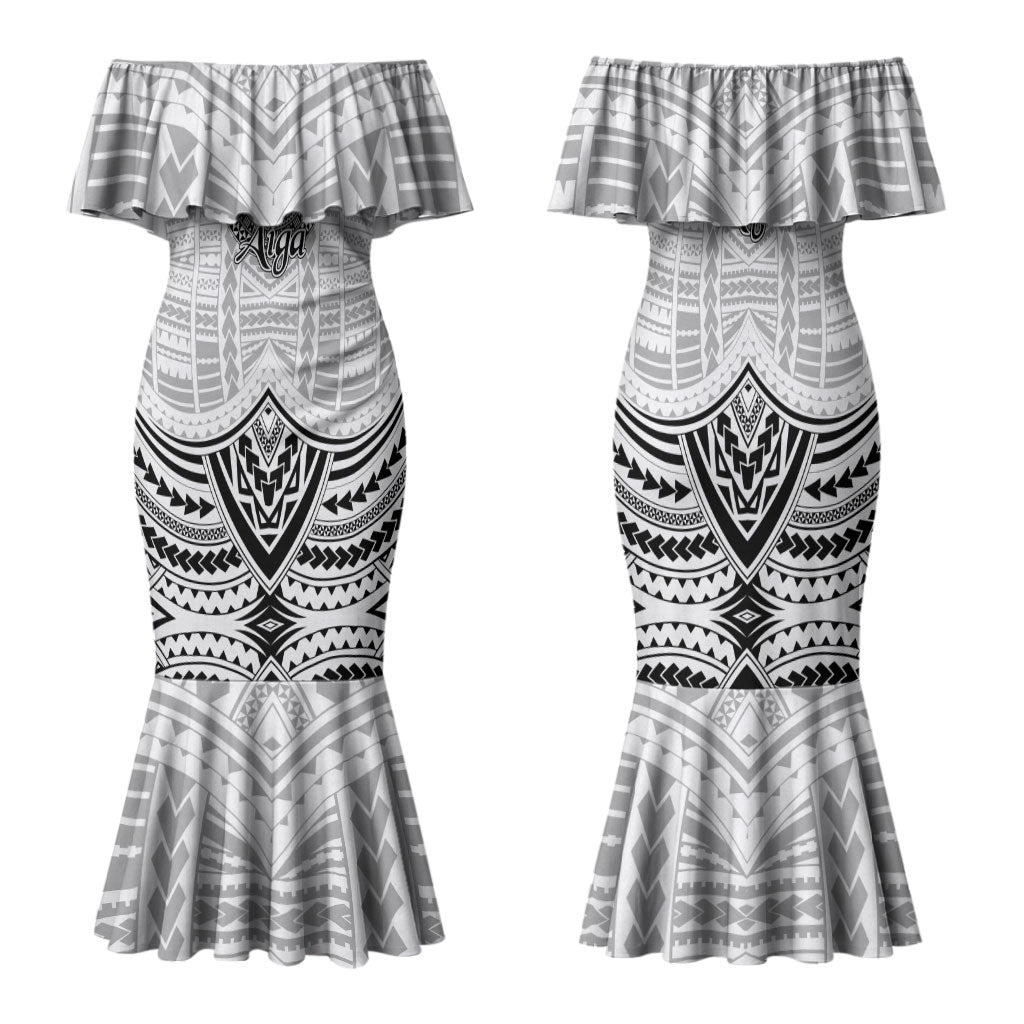 Aiga Samoa Raised Fist Family Matching Mermaid Dress and Hawaiian Shirt Polynesian Tribal Tattoo Art Family Pride