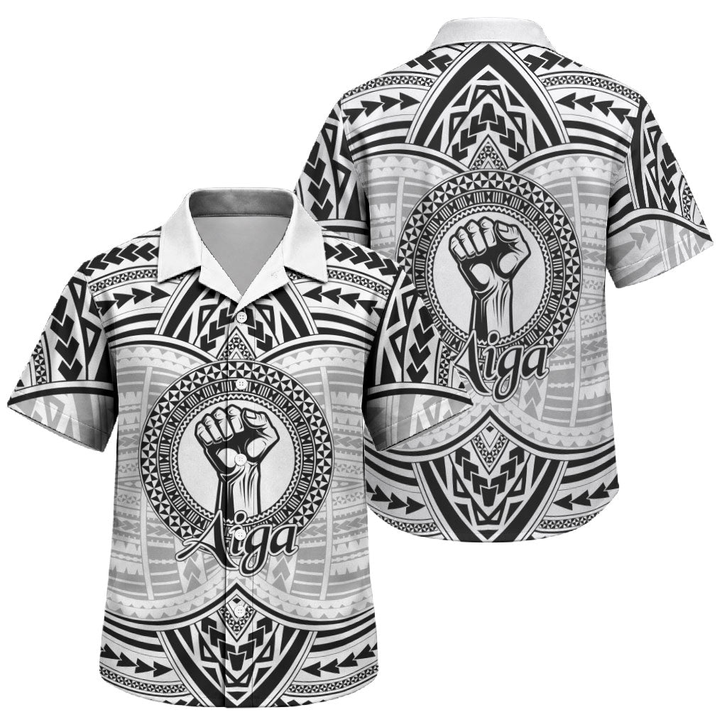 Aiga Samoa Raised Fist Family Matching Mermaid Dress and Hawaiian Shirt Polynesian Tribal Tattoo Art Family Pride