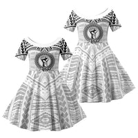 Aiga Samoa Raised Fist Family Matching Tank Maxi Dress and Hawaiian Shirt Polynesian Tribal Tattoo Art Family Pride