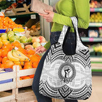 Aiga Samoa Raised Fist Grocery Bag Polynesian Tribal Tattoo Art Family Pride