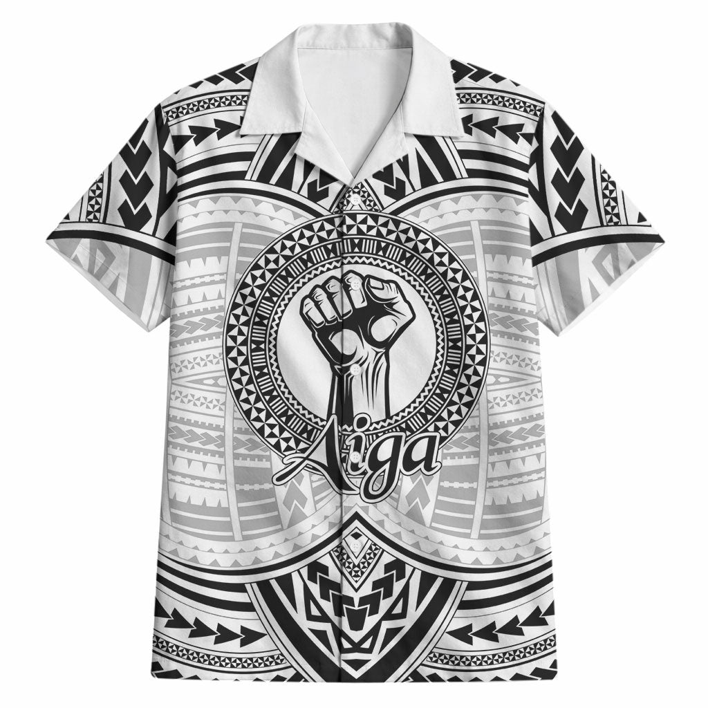 Aiga Samoa Raised Fist Hawaiian Shirt Polynesian Tribal Tattoo Art Family Pride