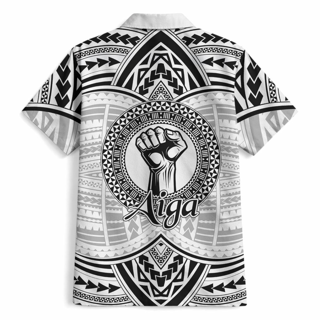 Aiga Samoa Raised Fist Hawaiian Shirt Polynesian Tribal Tattoo Art Family Pride