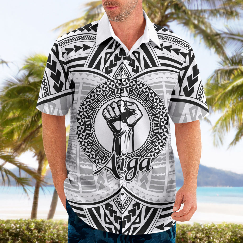 Aiga Samoa Raised Fist Hawaiian Shirt Polynesian Tribal Tattoo Art Family Pride