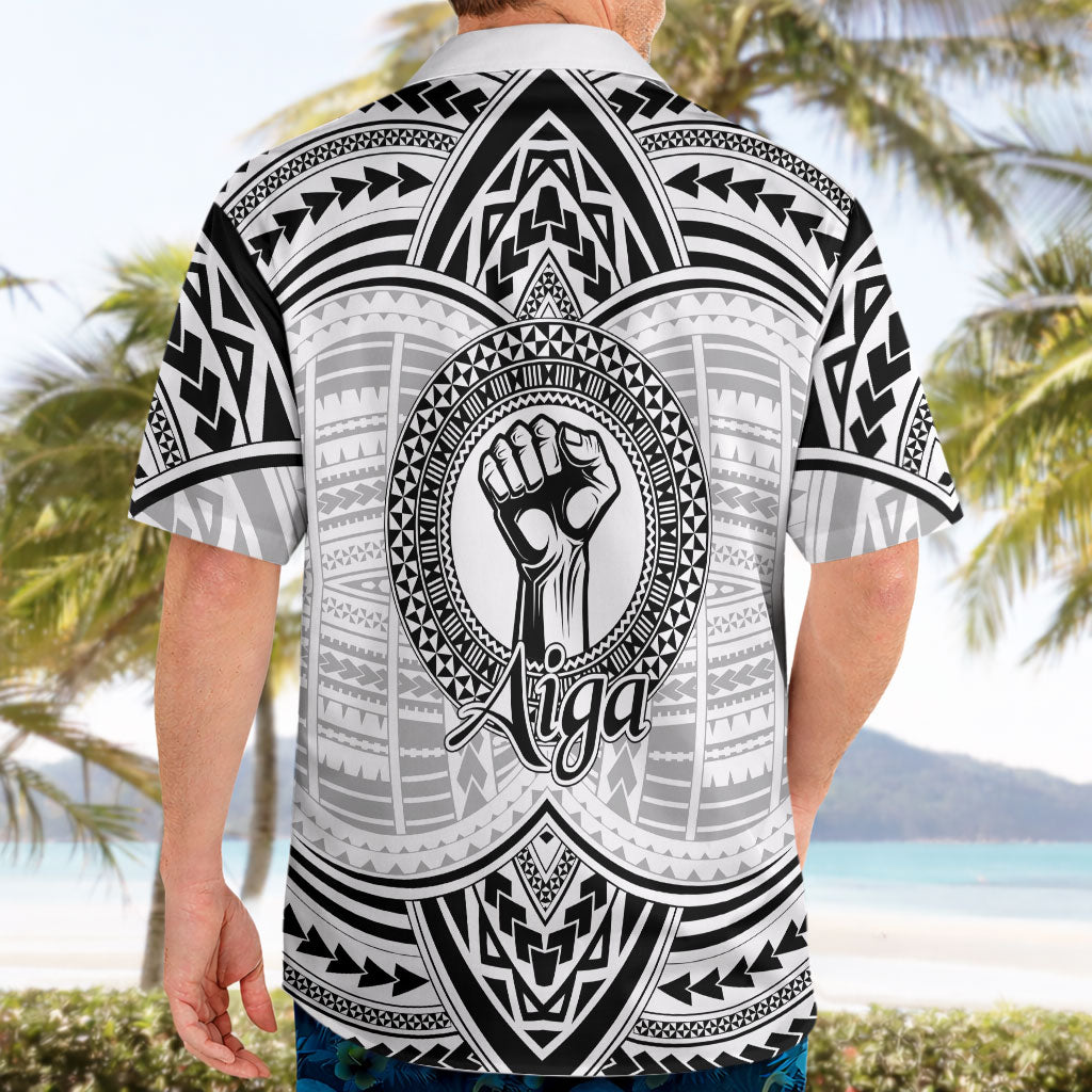 Aiga Samoa Raised Fist Hawaiian Shirt Polynesian Tribal Tattoo Art Family Pride