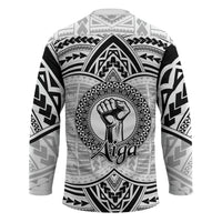 Aiga Samoa Raised Fist Hockey Jersey Polynesian Tribal Tattoo Art Family Pride