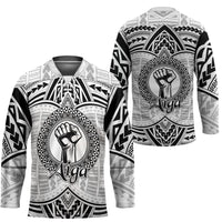 Aiga Samoa Raised Fist Hockey Jersey Polynesian Tribal Tattoo Art Family Pride